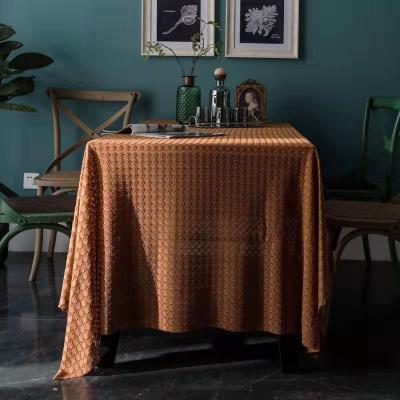 China Rectangular Dobby Tablecloth Vintage Navy Blue Jacquard Lace Tablecloth for sale