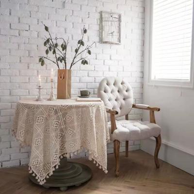 China Waterproof Cavity Out Elegant Rectangle Lace Rural Weaving Tablecloth Wedding Cheap Table Cloths For Wedding Party Round Table Cloth for sale