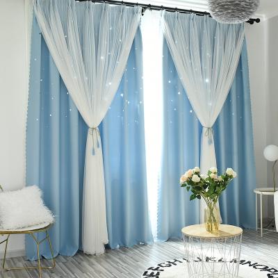 China Newest blackout curtain designTulle double layer sky shade curtain for bedroom for sale