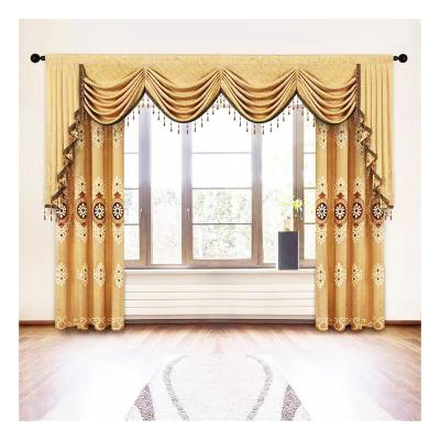 China Blackout 2021 Newset European style luxury embroidered curtains fabric curtain head perforated window curtain for sale