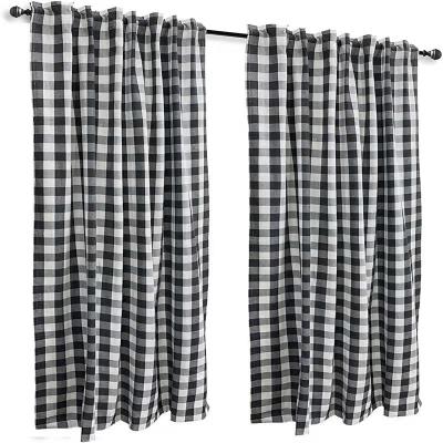 China Translucdus Amazone Hot Selling Single Panel Black And White Buffalo Visor Curtains And Drapes for sale