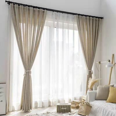 China Semi-shaded nostalgic curtain in North America's popular modern linen semi-shade style of decoration, custom cotton linen curtain gauze curtain yarn for sale