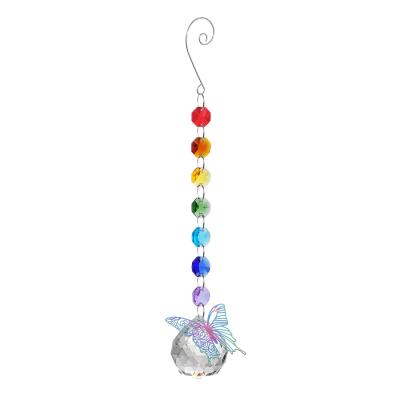 China Minimalist Colorful Handmade AB Color Little Butterfly 40mm Ball Crystal Sun Light Catcher for sale