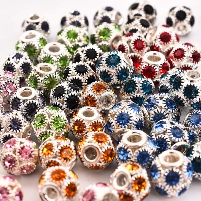 China DIY Mix 80pcs Crystal Beads Accessories Inlaid Diamonds Big Hole For DIY Jewelry Making Necklace Bracelet Pendant for sale