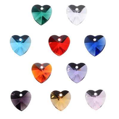 China DIY 100pcs 14mm Glass Spacer Crystal Heart Beads 10pcs/color bead for jewelry making beads for sale