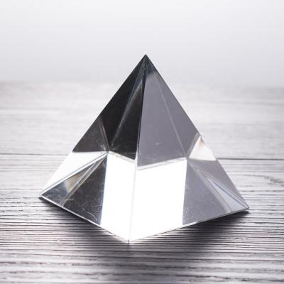 China Europe 100mm clear crystal pyramid crystal pyramid 3d glass quartz laser cube custom for sale