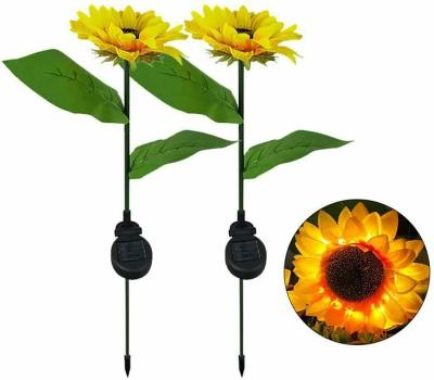 China Warehouse Outdoor Solar Garden LED Lights Sunflower Stake Waterproof For Pathway Decoration for sale