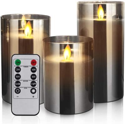 China Battery Operated Led Tealight Candles Flameless Led Flickering With Timer Remote Glass Effect For Festival Wedding Party Home Decor for sale