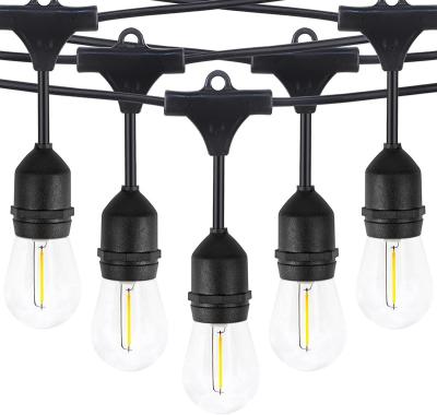 China Modern Outdoor Light Fixtures 48ft 15leds Hanging Sockets Perfect Patio Lights Weatherproof Flexible Led Light String for sale