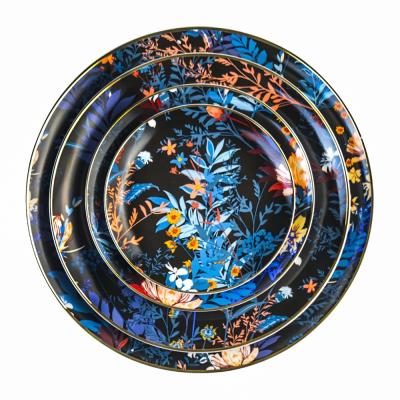 China Chunyu 2021 Sustainable Popular Ceramic Dishes Gold Eco - Friendly Tableware For Wedding Gift for sale