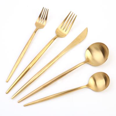 China Sustainable Chunyu Restaurant Wedding Table Gold Cutlery Set Spoon Forks Stainless Steel for sale