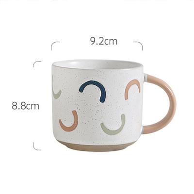 China China Manufacturers Japanese Style Vintage Two Color Sustainable Stoneware Custom Mugs Ceramic Coffee Mug With Unique Handle for sale