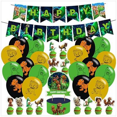 China Birthday LEMON GREEN Jungle Birthday Banner Cake Toppers Latex Balloons Dinosaur Party Decorations Baby Shower for sale