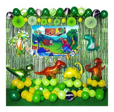 China Birthday LEMON Dinosaur Party Decorations Favors Dinosaur Balloons Green Curtain Backdrop Foil Balloons Happy Birthday Banner Baby Shower for sale