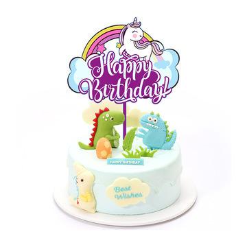 China Birthday LEMON Unicorn Acrylic Cake Topper Birthday Party Decorations Supplies Rainbow Cake Decorations for sale