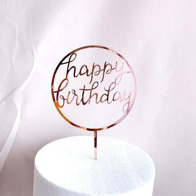 China Happy Birthday LEMON Rose Acrylic Gold Cake Topper Happy Birthday Party Decorations Supplies Letter Birthday Cupcake Decor for sale