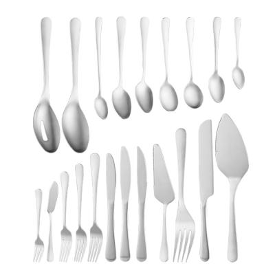 China Buyerstar Viable Bulk Silver Flatware Sets Matte Kitchen Steak Knife Fork Spoon Serving Utensil Cutlery For Home for sale