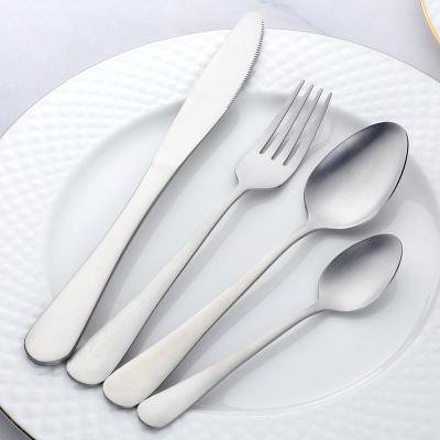 China Buyerstar 4/24pcs Viable Stainless Steel Silver Finish Brushed Flatware Set Matte Metal Knife and Fork Cutlery Set For Wedding for sale