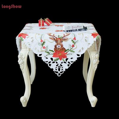 China LongShow Disposable Christmas Rudolph Pattern Hand-Embroidered Table Cloth For Living Room Party Hotel for sale