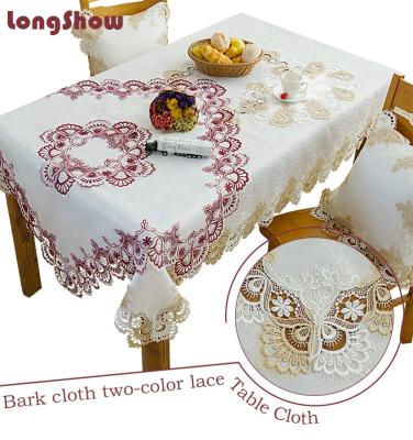 China New Design Festival Fancy Disposable Table Cloth Embroidered Flower Design Table Cloth for sale