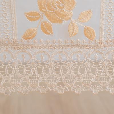 China 100% polyester disposable custom organza mother of the day tablecloth dinner table runner and hollow place mat for sale