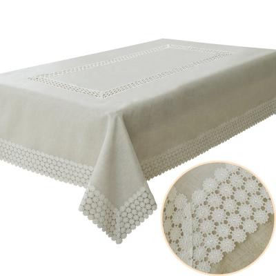 China Waterproof Elegant Cross Stitch Embroidery Table Cloth Lace Up Embroidered Table Cloth for sale