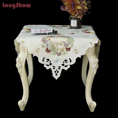 China LongShow Butterfly Design Satin Waterproof Cutwork Ramadan Table Cloth With Two Color for sale