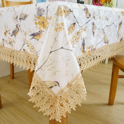 China LongShow China Wholesale Disposable Cheap Elegant White Cotton Embroidery Lace Tablecloth for sale