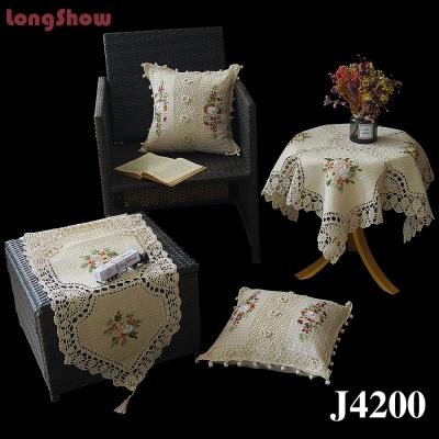 China LongShow Bohemia Waterproof Crochet Macrame High Quality Handmade Tablecloth Set For Wedding for sale