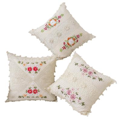 China Embroidery Waterproof Hand Supplier Design Cute Cotton Pillow Case Cushion Cover for sale