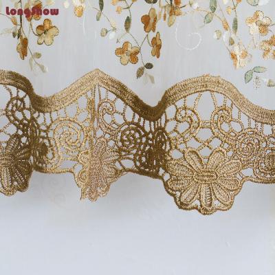 China New Insulated Fancy Lace Embroidered Polyester Swag Kitchen Curtains for sale