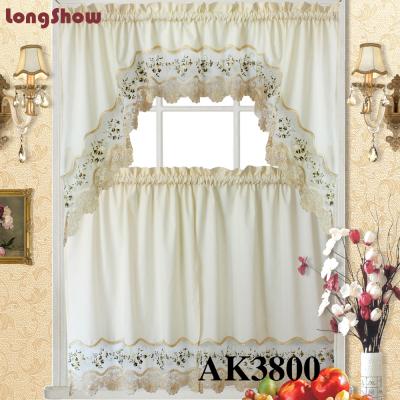 China Blackout Beautiful Home Decorative Classic American Patchwork Design Embroidered Door Window Kitchen Beige Curtains for sale