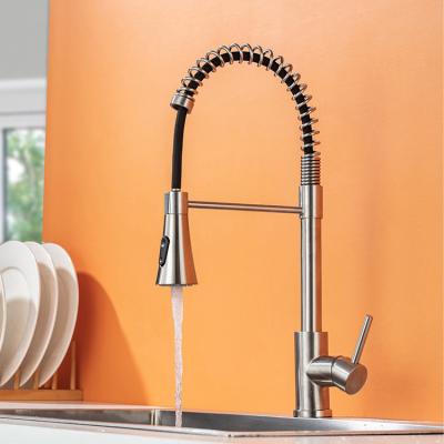 China Pull Out Ware High Quality Sanitary Hot And Cold Single Handle Stainless Steel Deck Mounted Pull Out Kitchen Faucet for sale