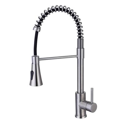 China Pull Out Spray OEM Stainless Steel Kitchen Sink Faucet Single Hole Single Handle Hot And Cold Water Pull Out Deck Mounted Kitchen Faucet for sale