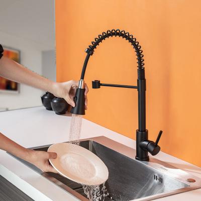 China Pull Out Spray China Factory Matte Black Pull Down Spring Kitchen Faucet for sale