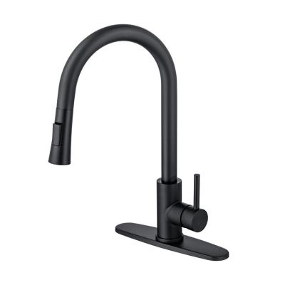 China Pull Out Spray Pull Down Black Stainless Steel Deck Mounted Kitchen Faucet Mixer For Kitchen Sink for sale