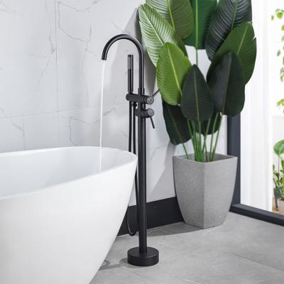 China Brass Floor Standing Bathtub Faucet Bathroom Shower Set for sale