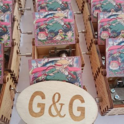 China Wholesale Anime Music Box Mini Wooden Music Box Love Gift Color Printing Music Box for sale