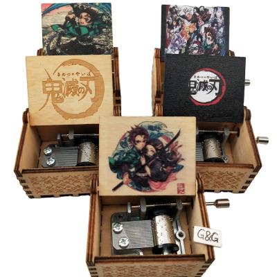 China Custom Wooden Gift Factory Anime Music Box Demon Slayer Music Box for sale