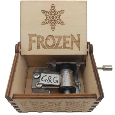 China Make Music New Design Anime Wooden Frozen Musical Box Kids Music Box for sale