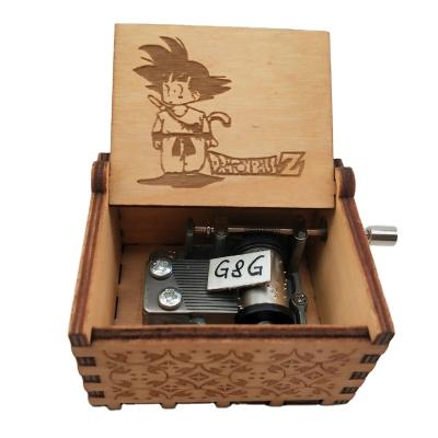 China Gift Toy Music Box Dragonball Z Wooden Hand Crank Antique Music Box for sale