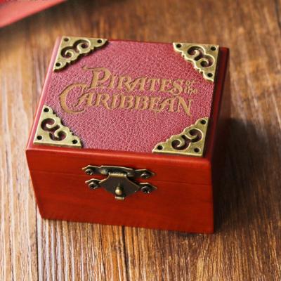 China Gift Brown Color Pirates Music Box With Auto Mirror Music Box for sale