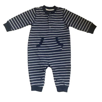 China Washable Newborn Baby Boy Striped Cotton One Piece Soft Breathable Comfy Clothes Rompers Stripe Pattern Baby Overalls for sale