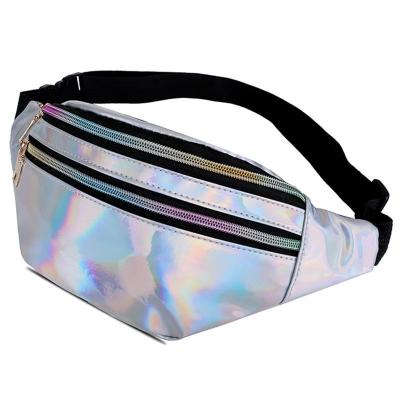 China Fashion Large Capacity Laser PU Luxury Smooth Outdoor Waist Bags Waterproof Fanny Pack Holographic Large Capacity Water Proof Organizer for sale