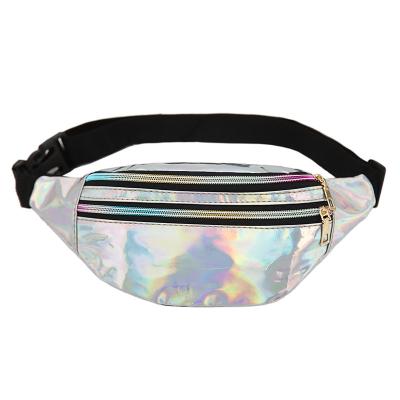 China Fashion Hot Sale Designer Fanny Pack Top PU Waterproof Shiny Laser Fanny Waist Bags For Women for sale