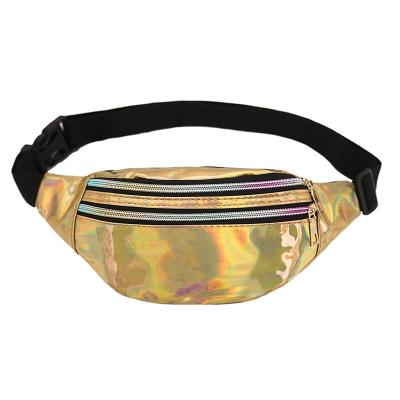 China New Fashion PU High Quality Outdoor Waterproof Shiny Laser Fanny Waist Bags For Women for sale