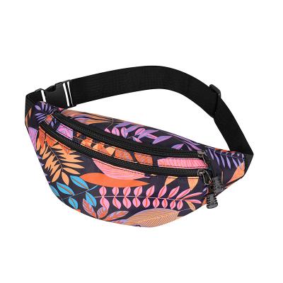 China 2022 Latest Fashion High Grade Fashion Palmettes Tropical Prints Design Oxford Cloth Waist Bag For Women for sale