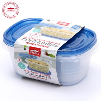 China 2 ct Microwavable 8 Cup Plastic Food Storage Container Set, With Lid for sale