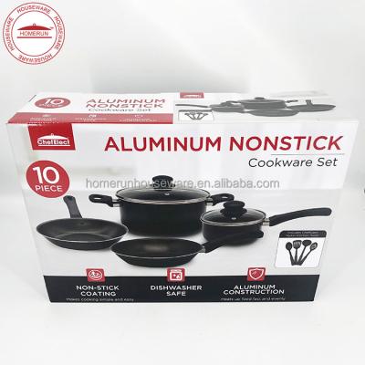 China 10 Pcs Non Sustainable Aluminum Stick Cookware Set for sale