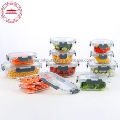 China Borosolicate 20 Pcs Glass Storage Container Set, With Snap On Lid for sale